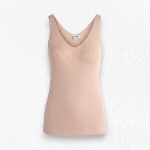 Elizabeth and James Peach Knit Tank Top Sleeveless Stretch Minimalist Size Large